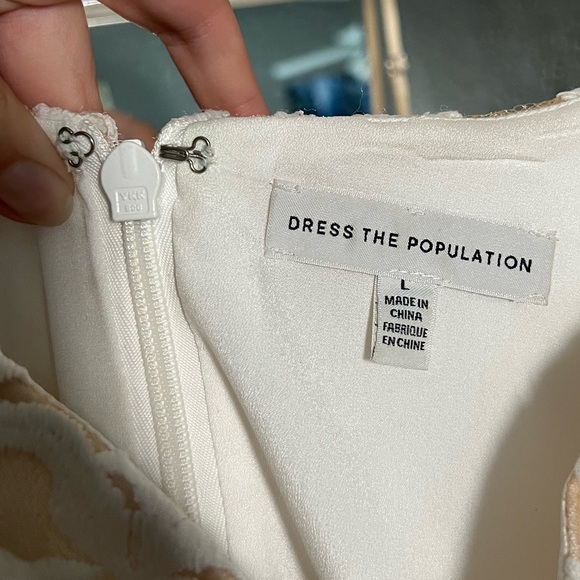 Dress the Population White Sequins Flare Dress, size L - Picture 4 of 4